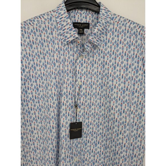 Pronto Uomo Button Up Shirt Men Size XL Allover Cactus Print Casual Preppy Boho - Picture 3 of 8